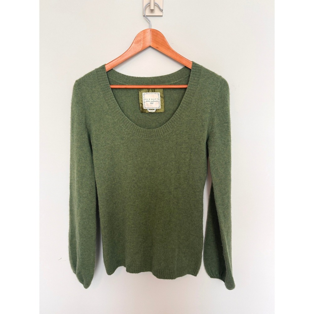 OLD NAVY | V-Neck Sweater Womens Small Green 100% Cashmere Soft Knit Pullover